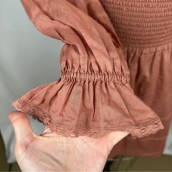 Reformation Dunes Mini Dress Balloon Long Sleeve Praline Size 0 - Picture 6 of 13